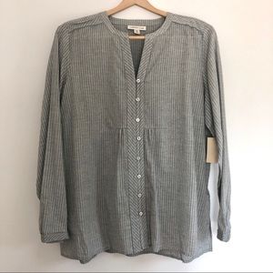 Coldwater Creek .  Grey/Grey Stripe Blouse